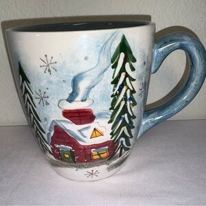 Royal Seasons Winter Charm Scene with Cabin & Trees 16 oz Jumbo Mug Pearlescent
